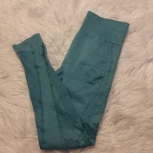 Blue laser cut leggings